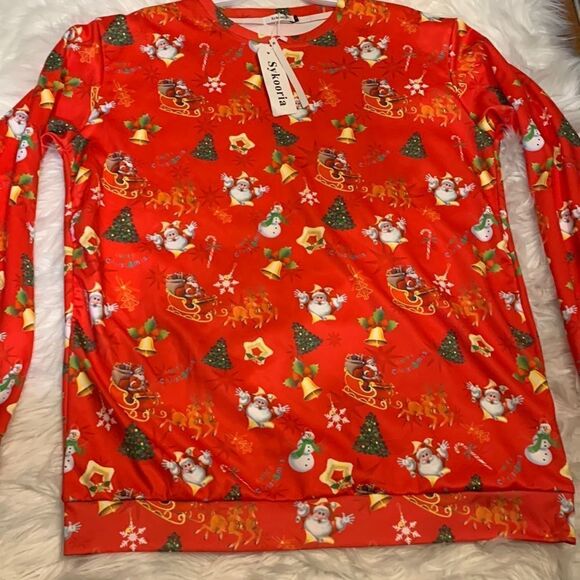 SYKOORIA Christmas long sleeve top size large - Picture 1 of 7